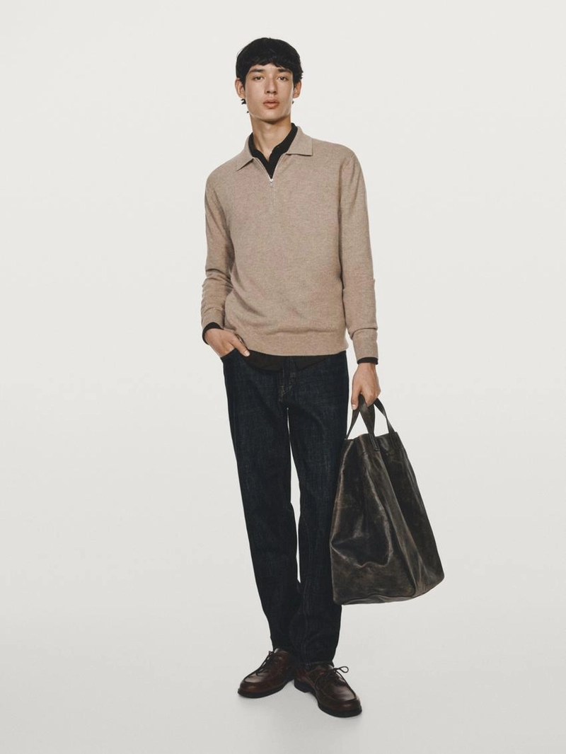 Поло свитер из шерсти с молнией