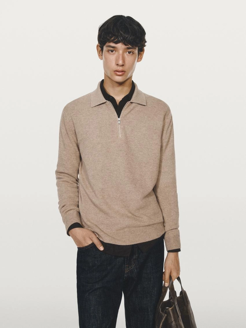 Поло свитер из шерсти с молнией