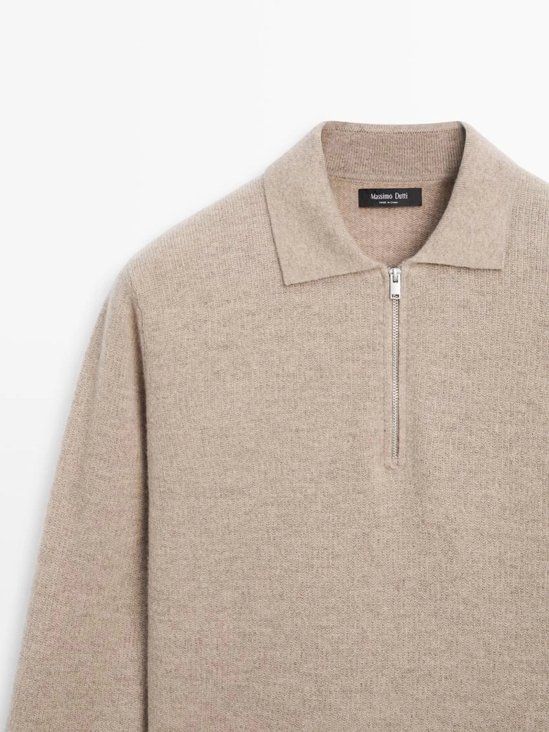 Поло свитер из шерсти с молнией