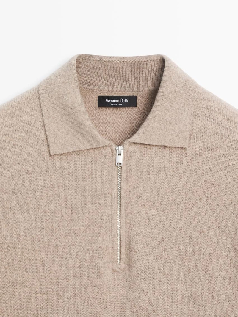 Поло свитер из шерсти с молнией