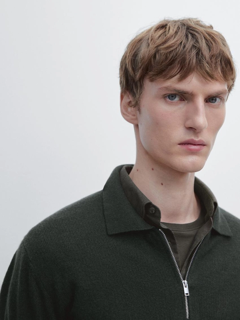 Поло свитер из шерсти с молнией