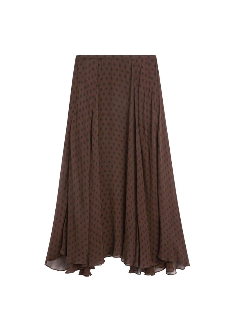 Юбка-миди в горох с расклешенным подолом