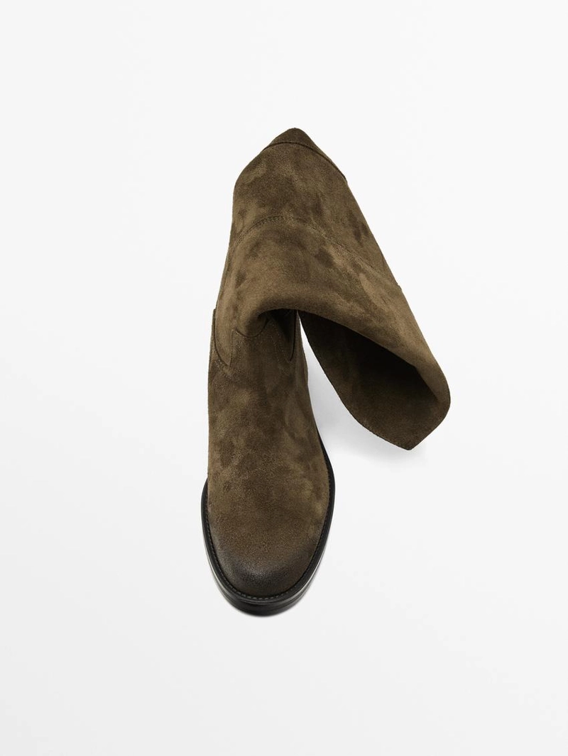 Сапоги для верховой езды из замши с напылением масла