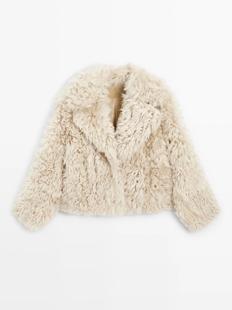 Пальто короткое кожаное с мехом - studio