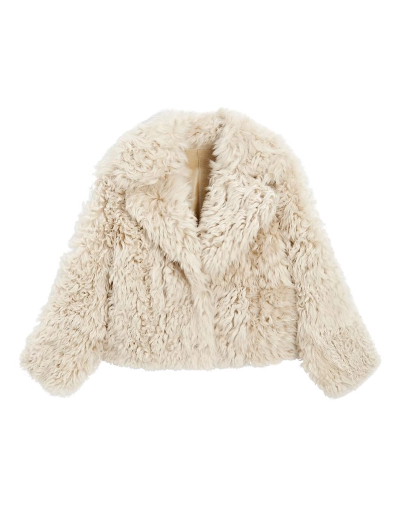 Пальто короткое кожаное с мехом - studio