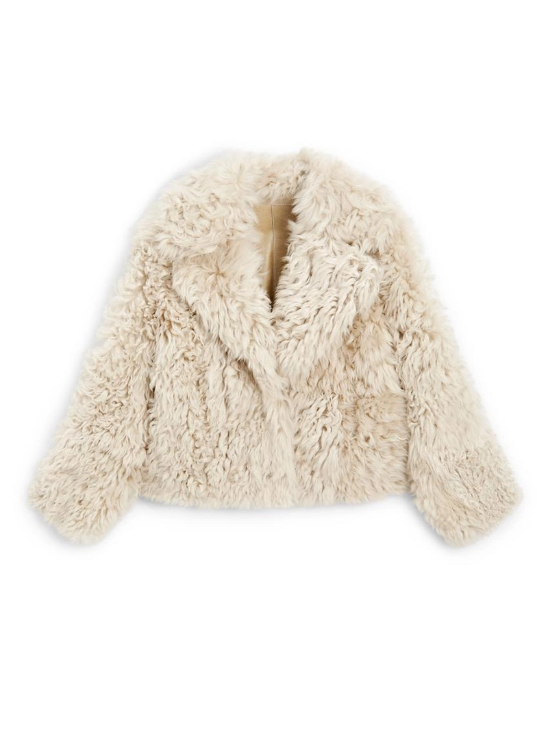 Пальто короткое кожаное с мехом - studio