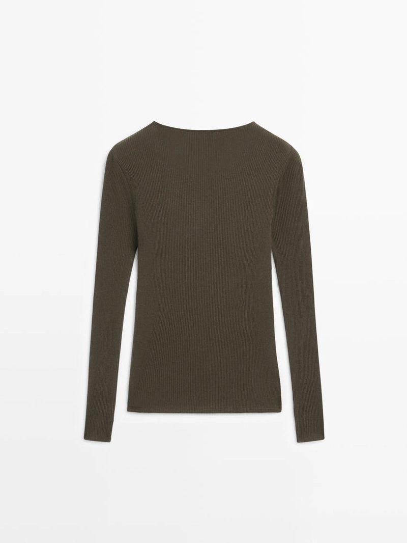 Лонгслив с деталями из ребристого трикотажа