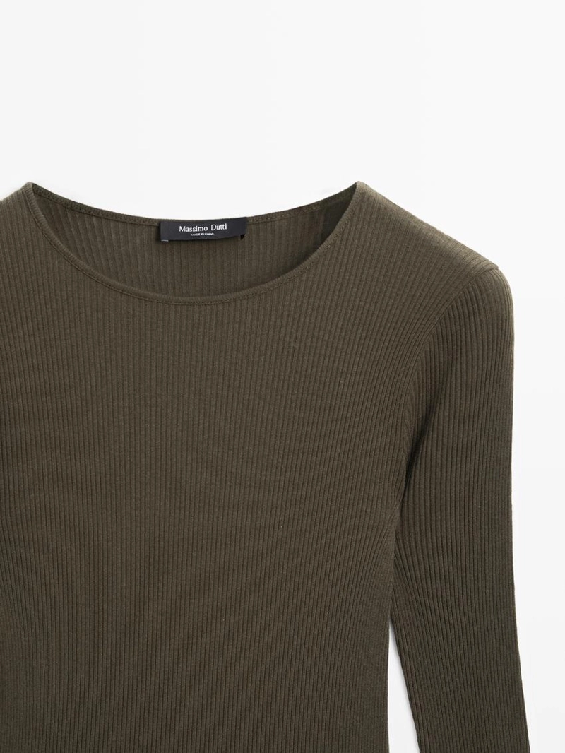 Лонгслив с деталями из ребристого трикотажа