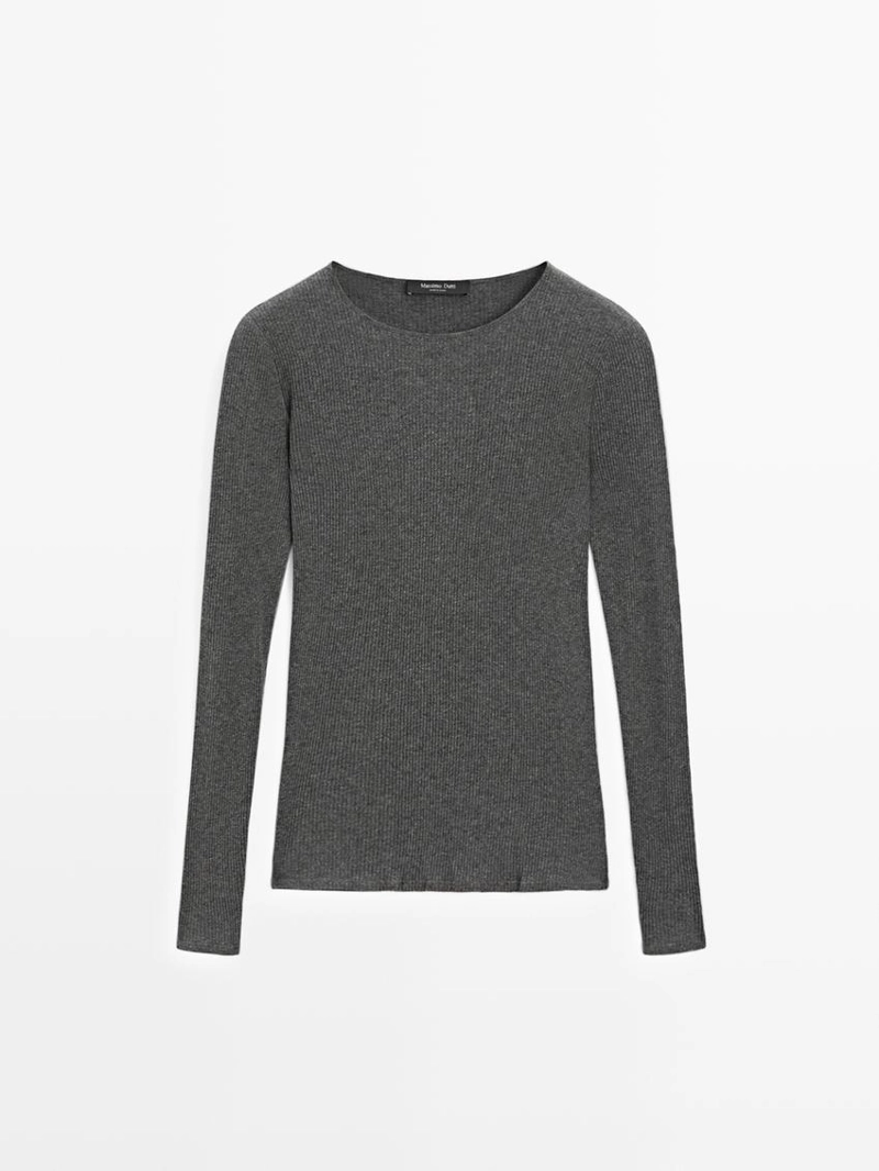 Лонгслив с деталями из ребристого трикотажа