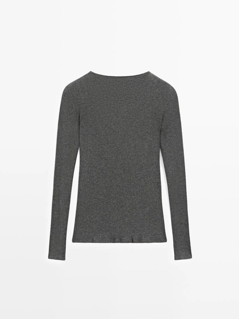 Лонгслив с деталями из ребристого трикотажа