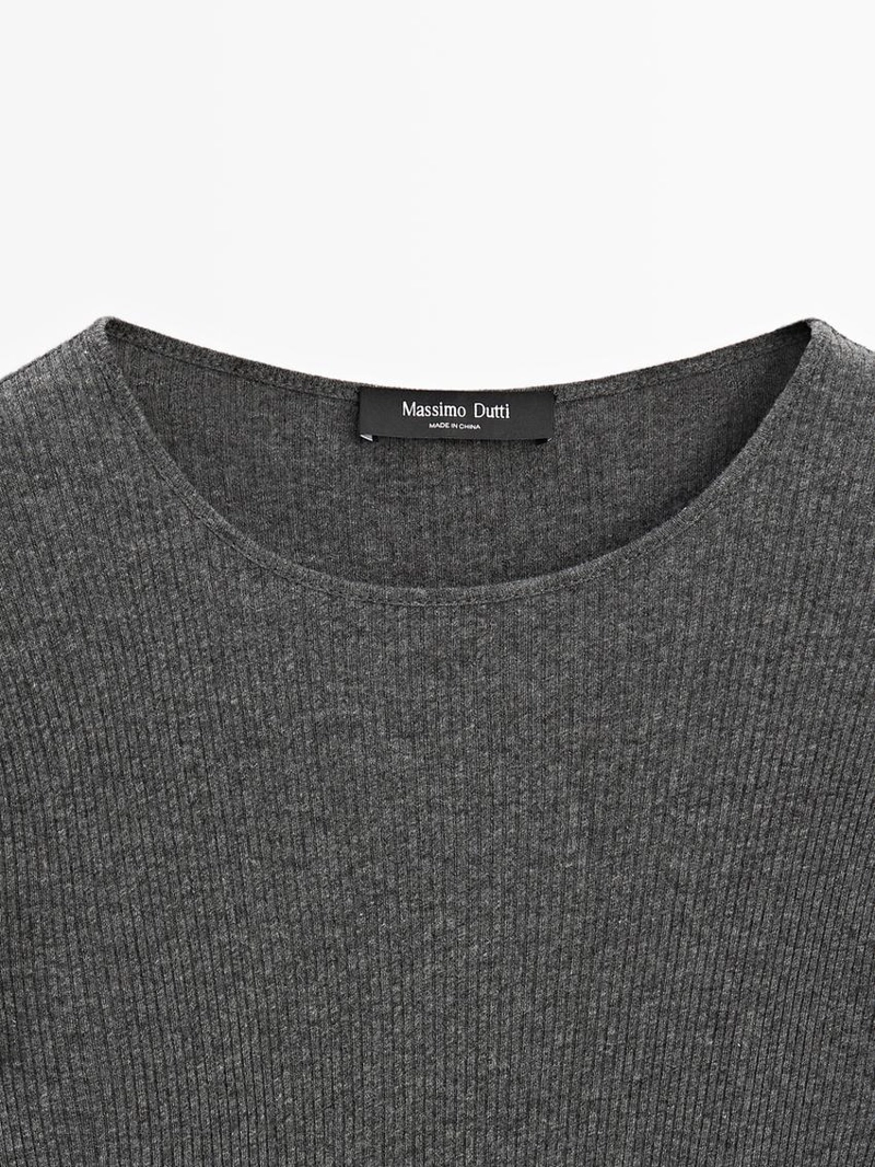 Лонгслив с деталями из ребристого трикотажа