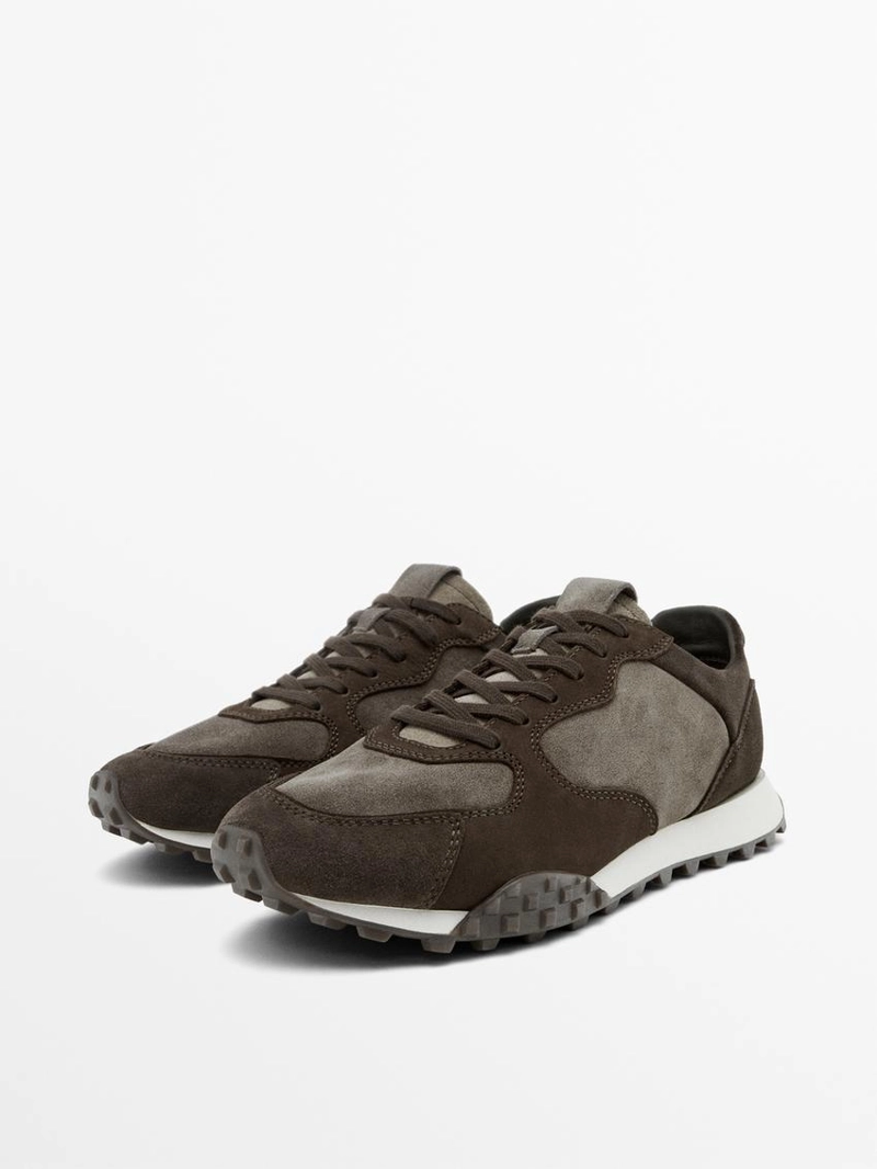 Кроссовки из контрастной кожи