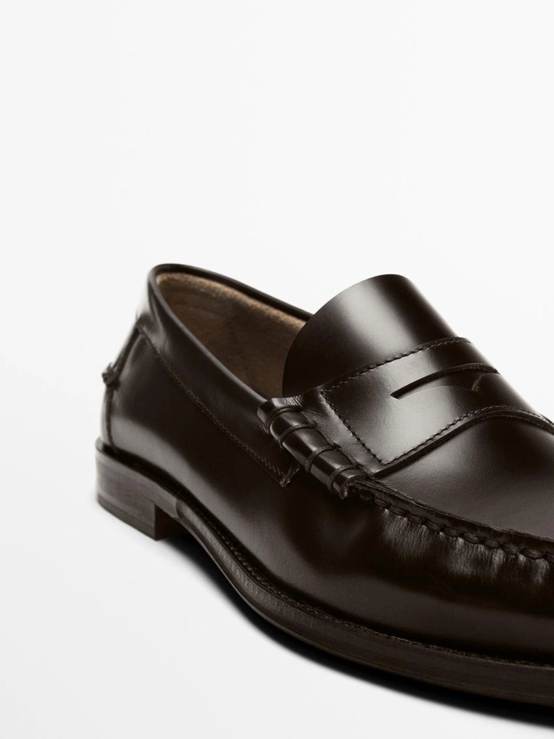 Лоферы из кожи с пенни-ремешком