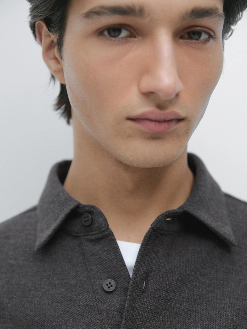 Поло с длинным рукавом из текстурированного пике