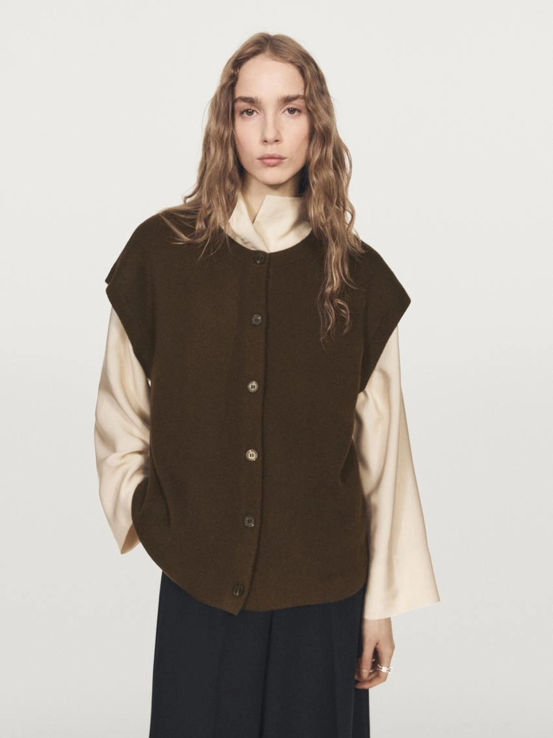 Жилет с круглым вырезом из вязаного трикотажа