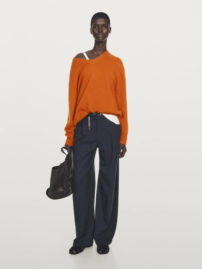 Свитер с v-образным вырезом из 100% кашемира