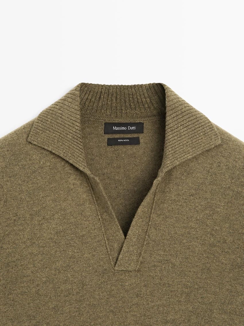 Водолазка-поло из 100% шерсти с v-образным вырезом