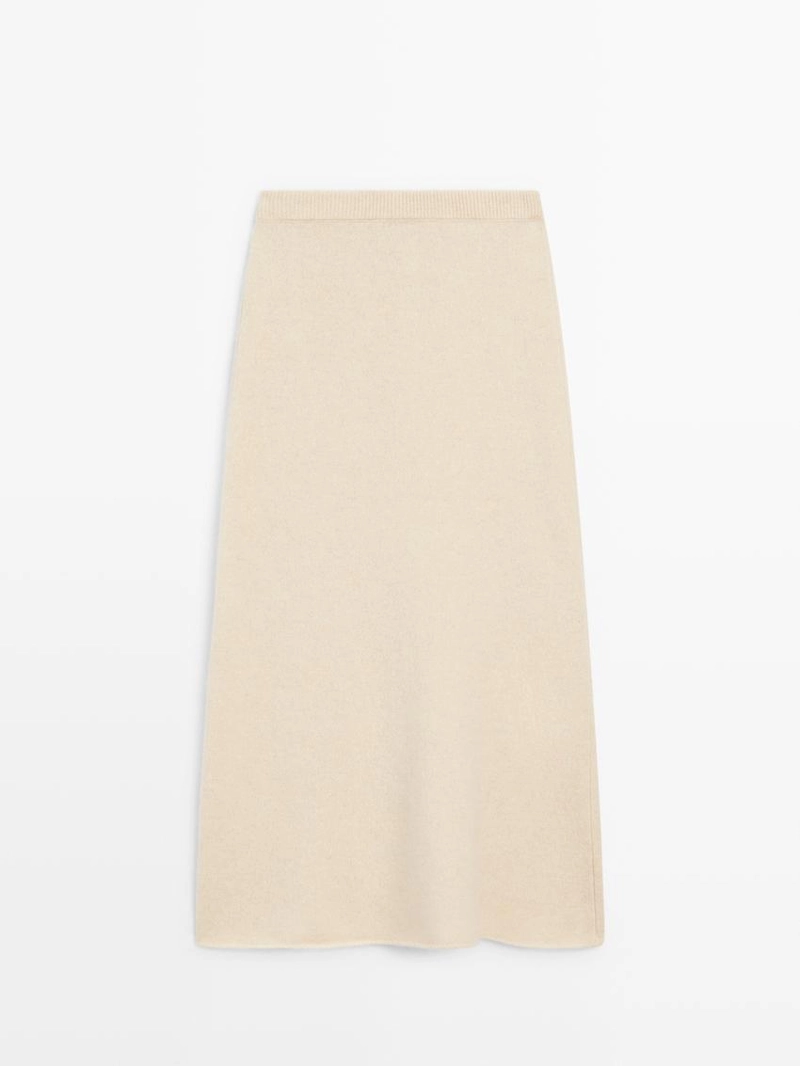 Юбка-миди из вязанного альпака и шерсти