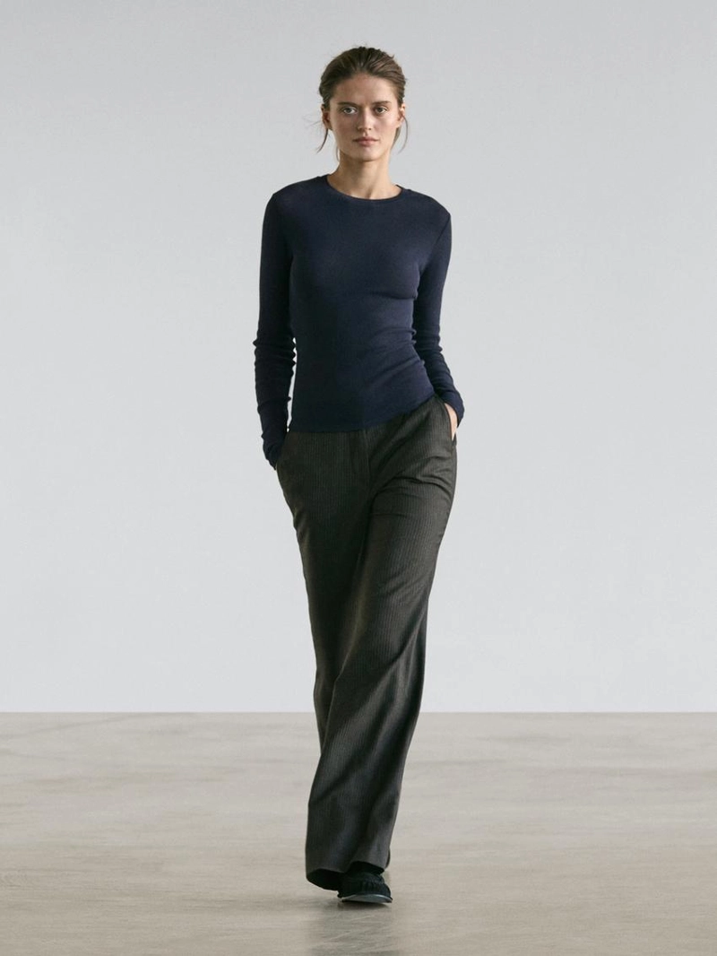 Футболка из хлопкового микса с длинным рукавом