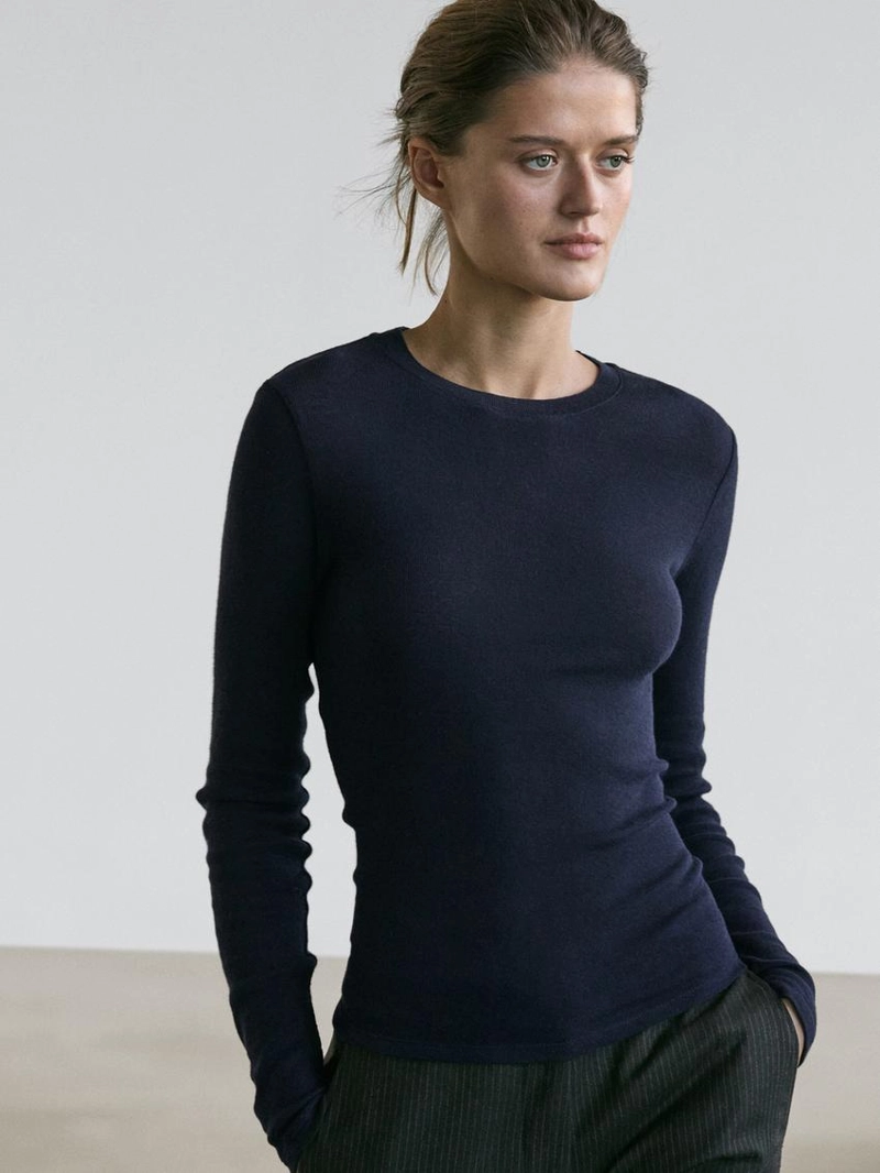 Футболка из хлопкового микса с длинным рукавом