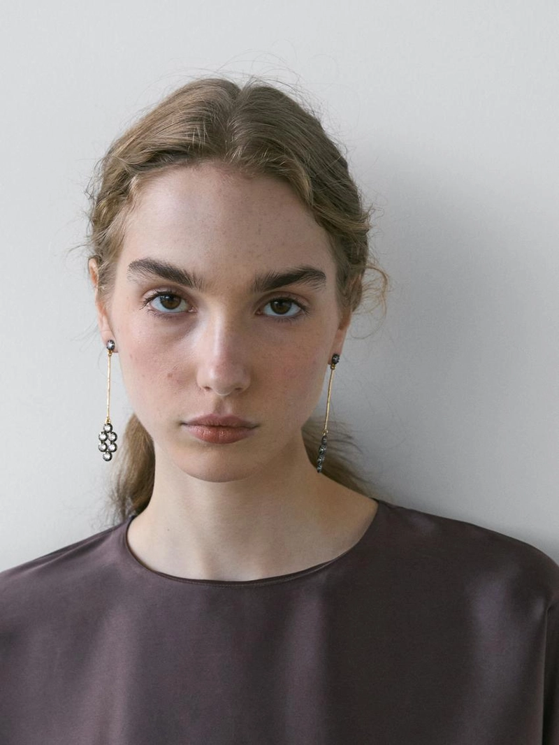 Блузка с короткими рукавами бэтвинг из 100% шелка - studio