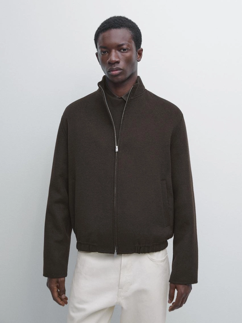 Пиджак из шерстяной смеси с высоким воротником