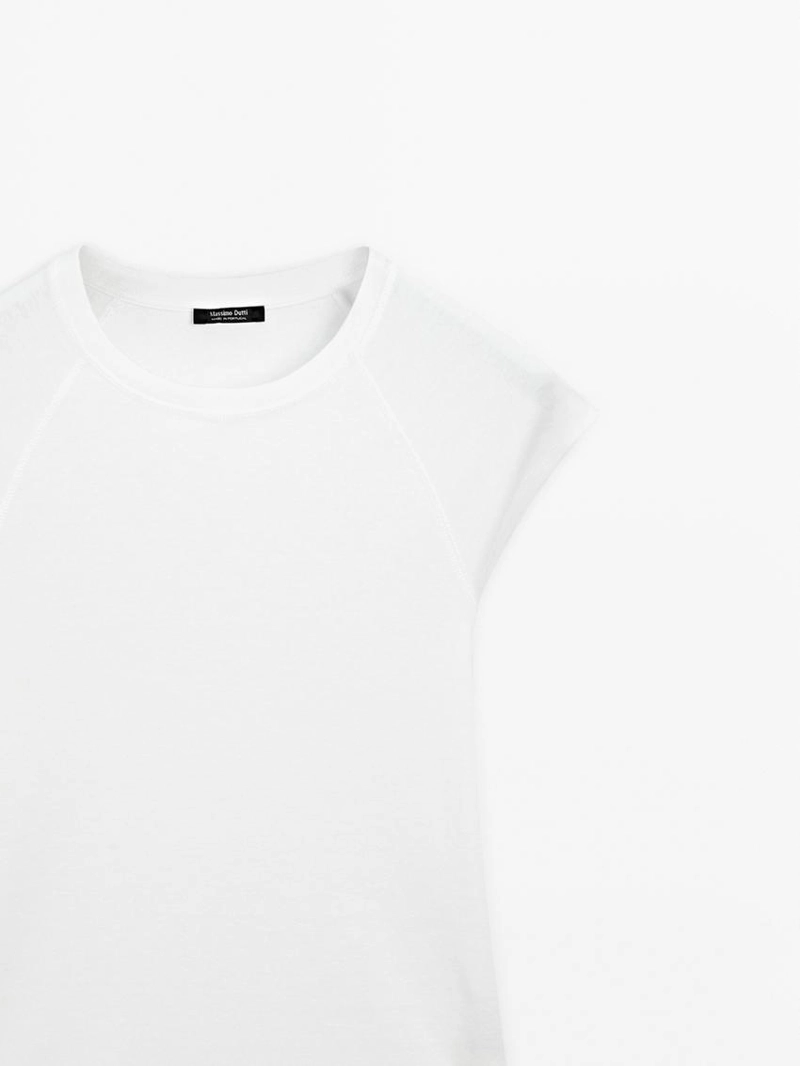 Хлопковая футболка с короткими реглановыми рукавами