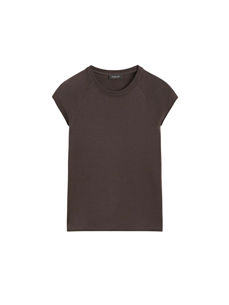 Хлопковая футболка с короткими реглановыми рукавами