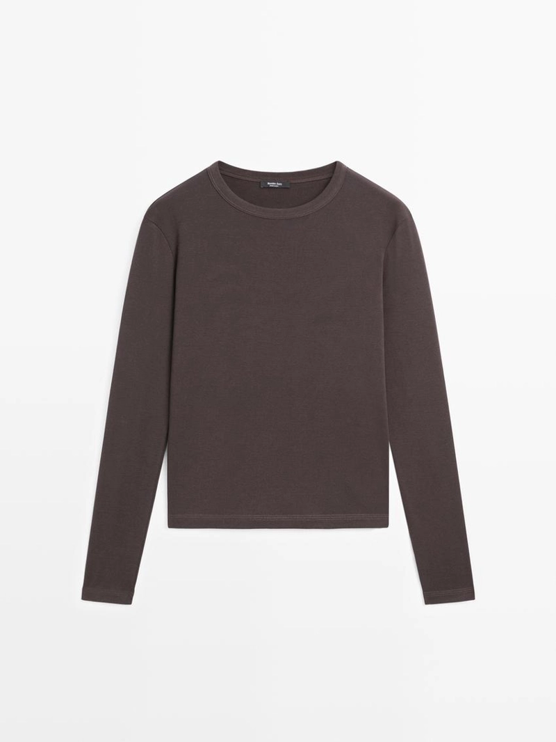 Водолазка с длинным рукавом из меланжевого трикотажа