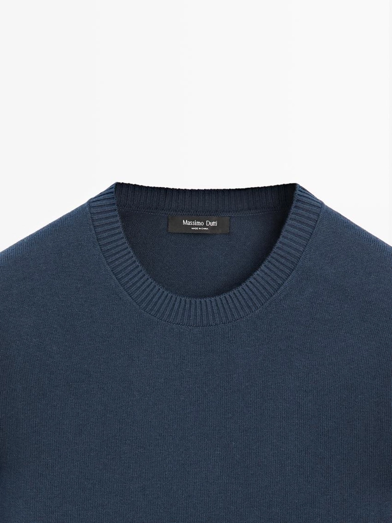 Свитер из хлопка и шерсти с круглым вырезом