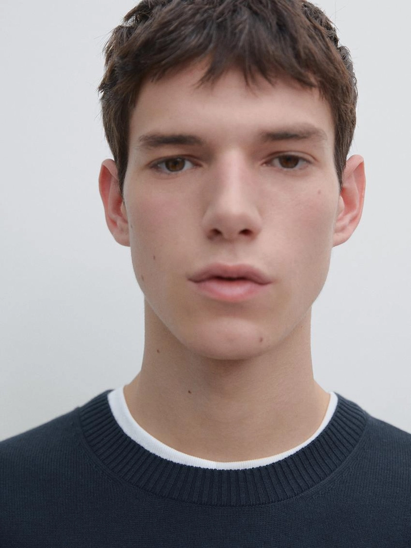 Свитер из хлопка и шерсти с круглым вырезом