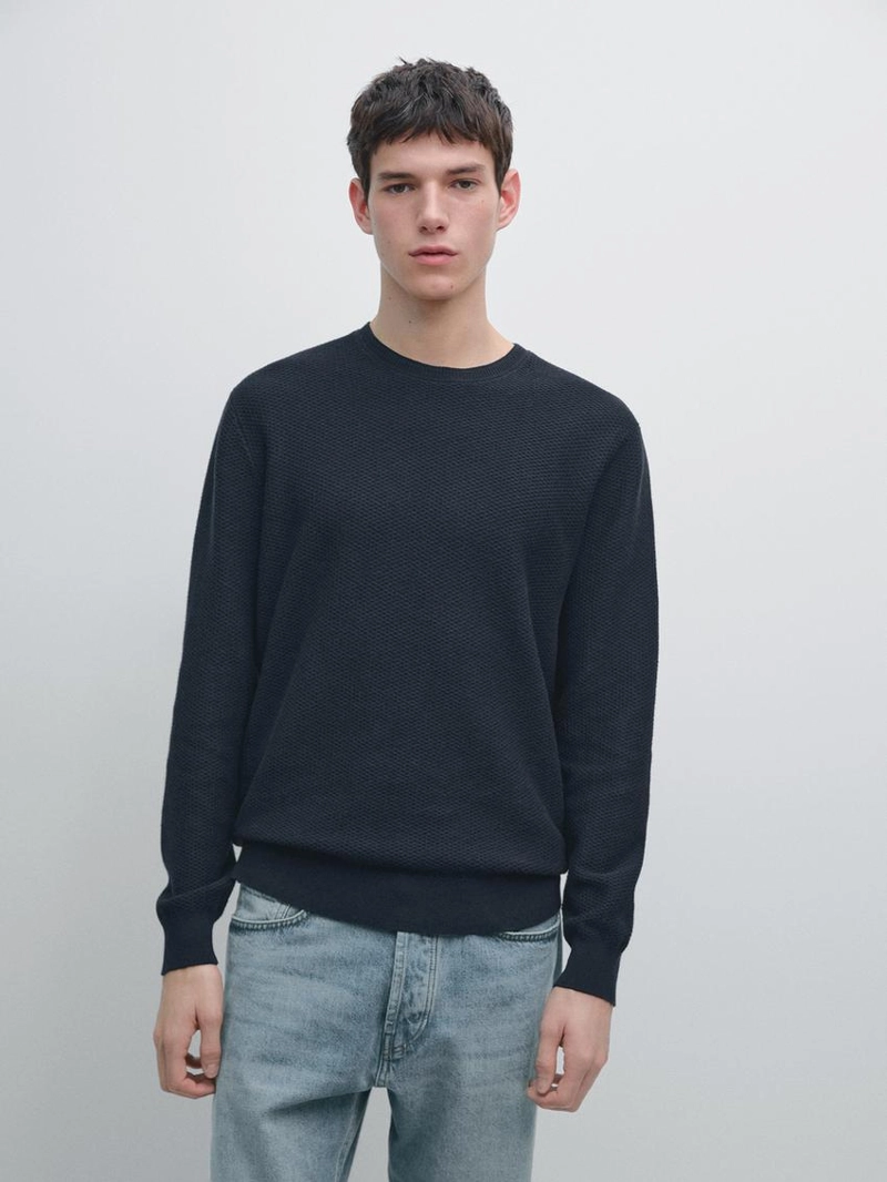 Текстурированный свитер из смесовой хлопковой пряжи