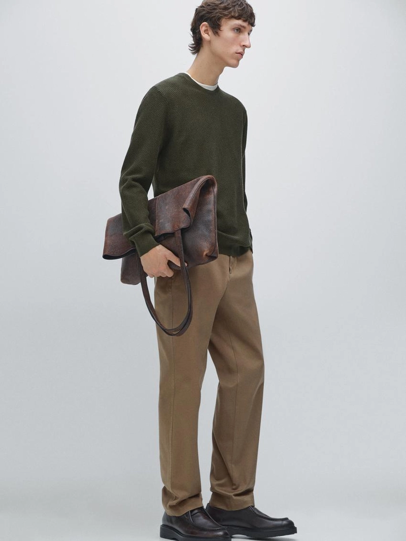 Текстурированный свитер из смесовой хлопковой пряжи