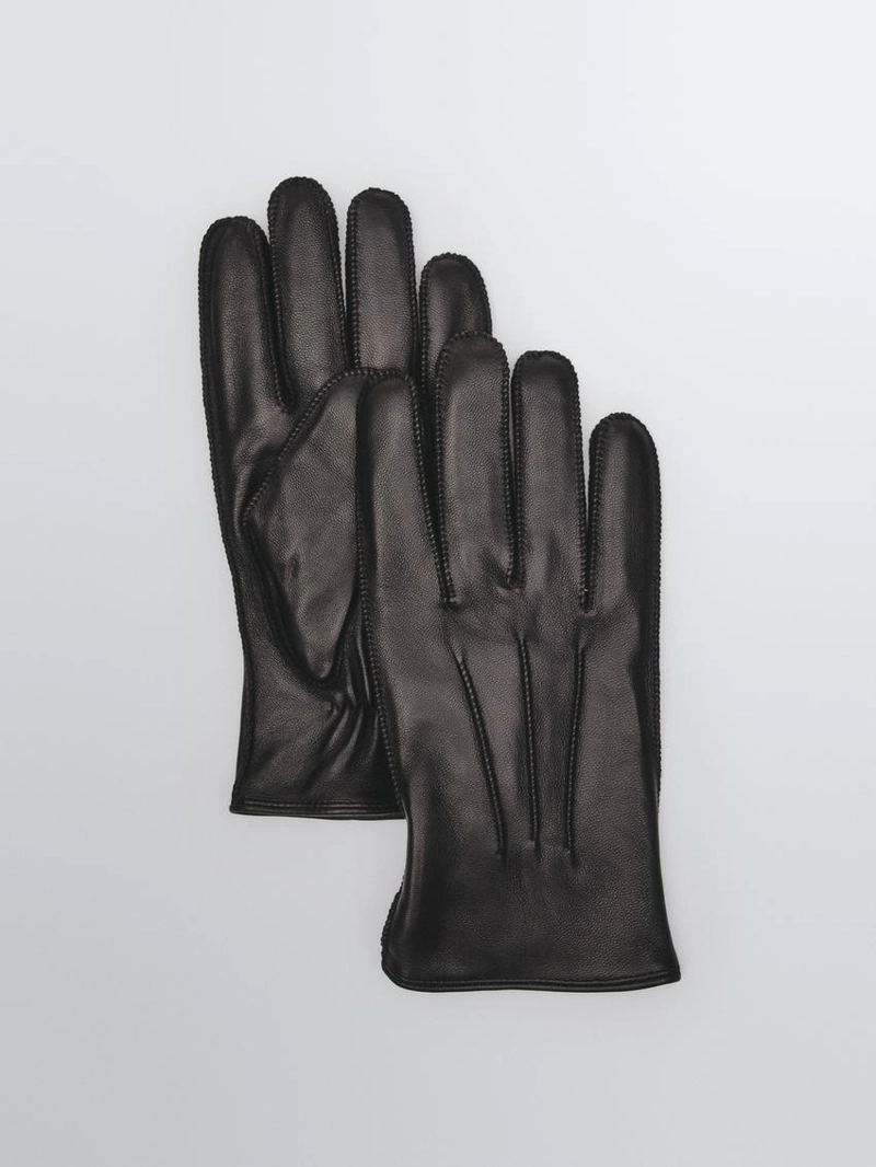Кожаные перчатки с отделкой из наппы
