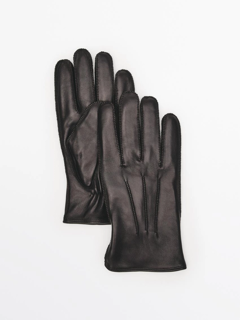 Кожаные перчатки с отделкой из наппы