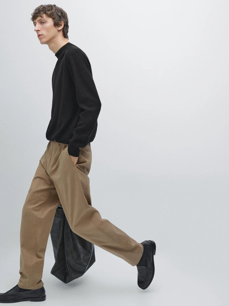 Брюки в спортивном стиле из хлопково-шерстяной смеси