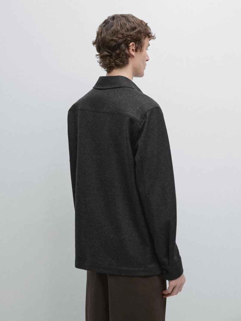 Рубашка-овершерт из 100% шерсти с карманами