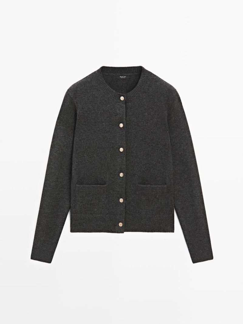 Кардиган из вязаного полотна с золотыми пуговицами