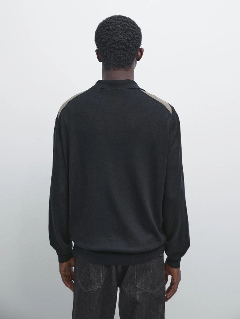 Свитер-поло с аранским узором из шерстяной смеси