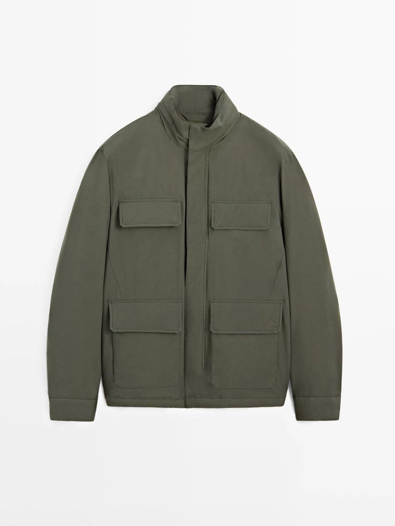 Пуховик с карманами и водоотталкивающей отделкой