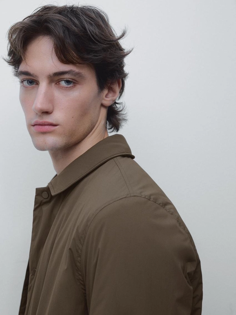 Утепленная водоотталкивающая рубашка-ковер-шерт от massimo dutti