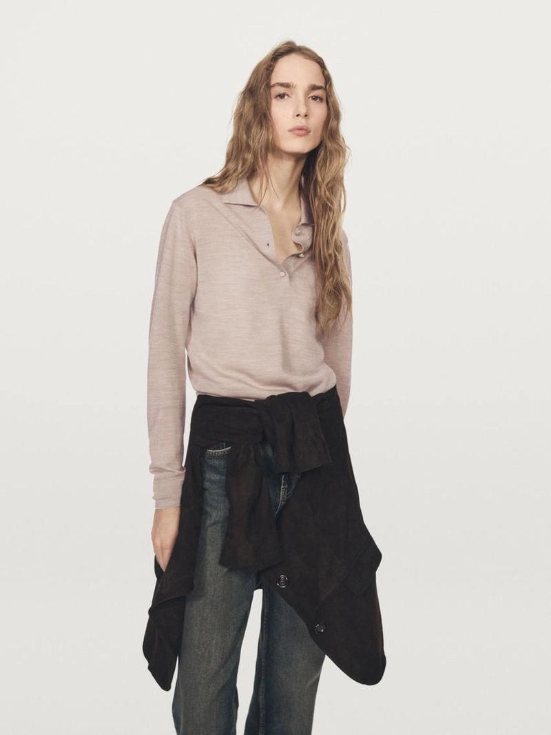 Пуловер-поло из шерсти