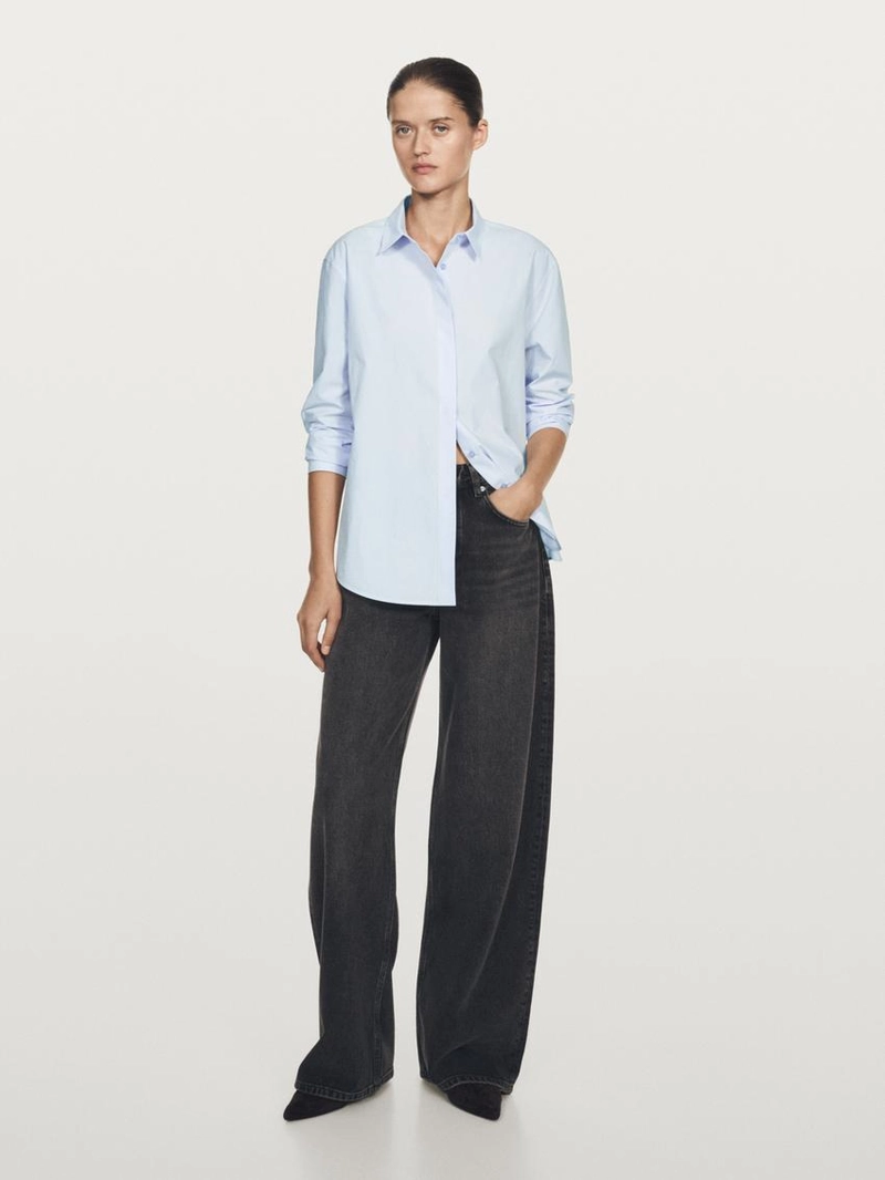 Рубашка из поплина с скрытыми пуговицами