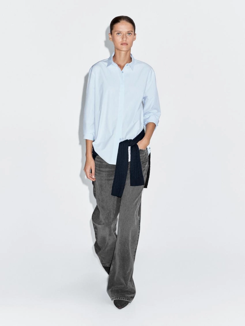 Рубашка из поплина с скрытыми пуговицами