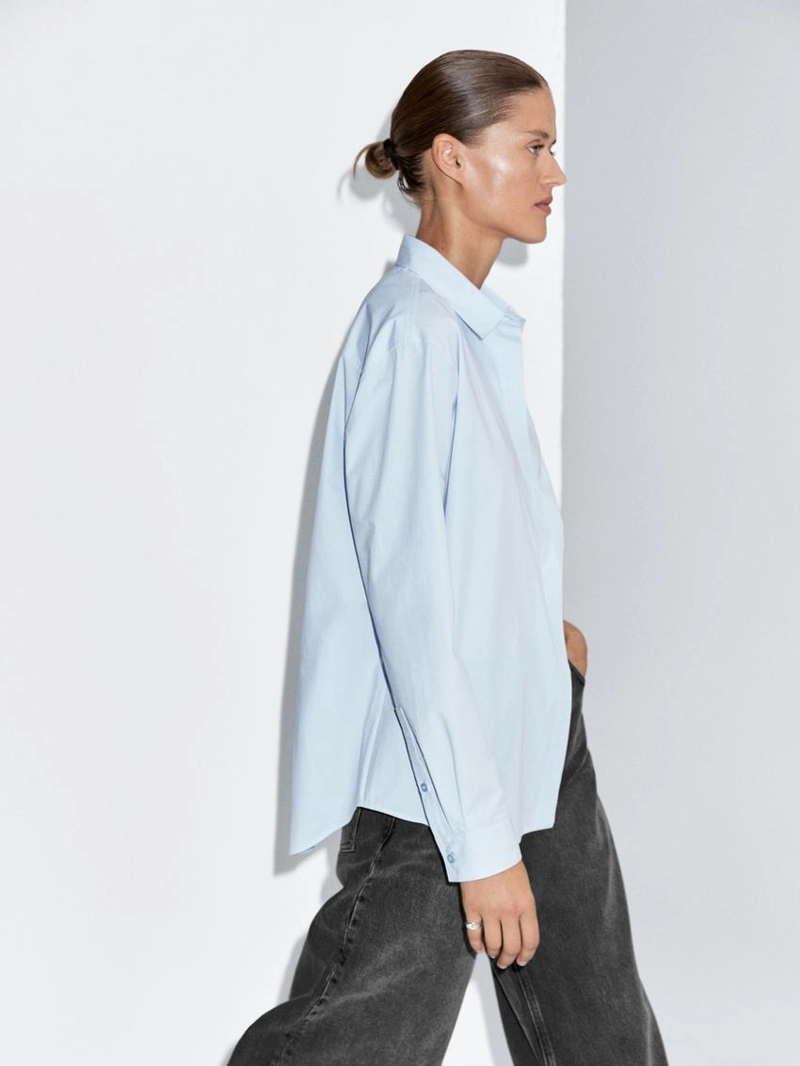 Рубашка из поплина с скрытыми пуговицами