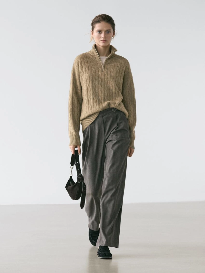 Свитер с четвертью застежки из 100% кашемира