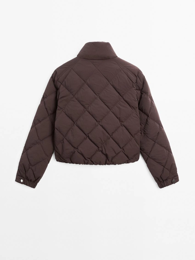 Короткая куртка-бомбер из 80% пуха - 20% пера, водоотталкивающая