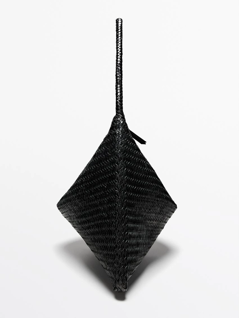 Большая сумка-сатчел из плетеной кожи нубук