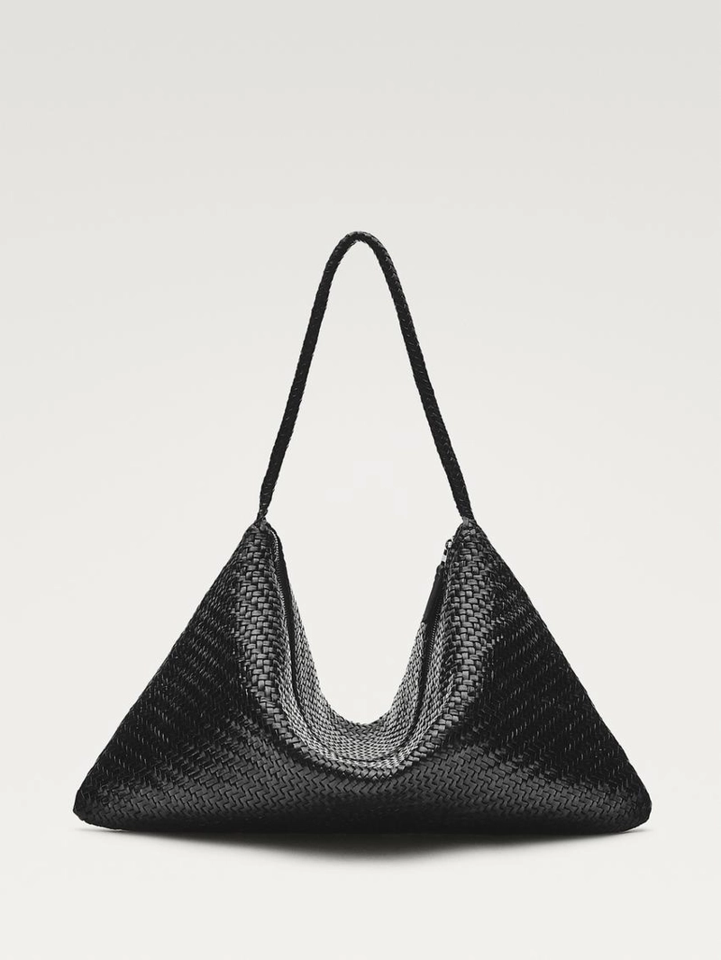 Большая сумка-сатчел из плетеной кожи нубук