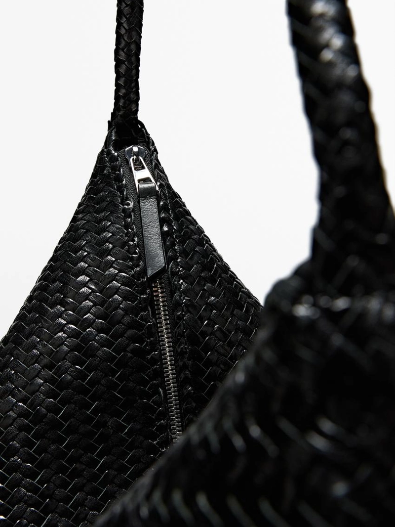 Большая сумка-сатчел из плетеной кожи нубук